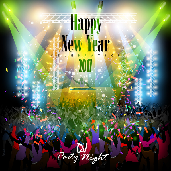 2017 new year night party poster template vectors 08