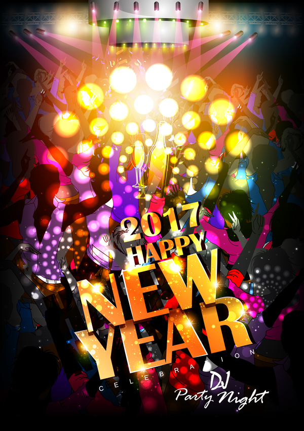 2017 new year night party poster template vectors 12