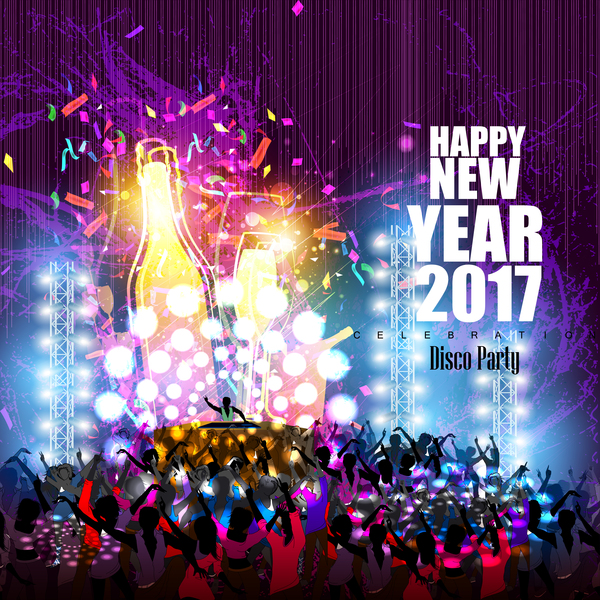 2017 new year night party poster template vectors 16