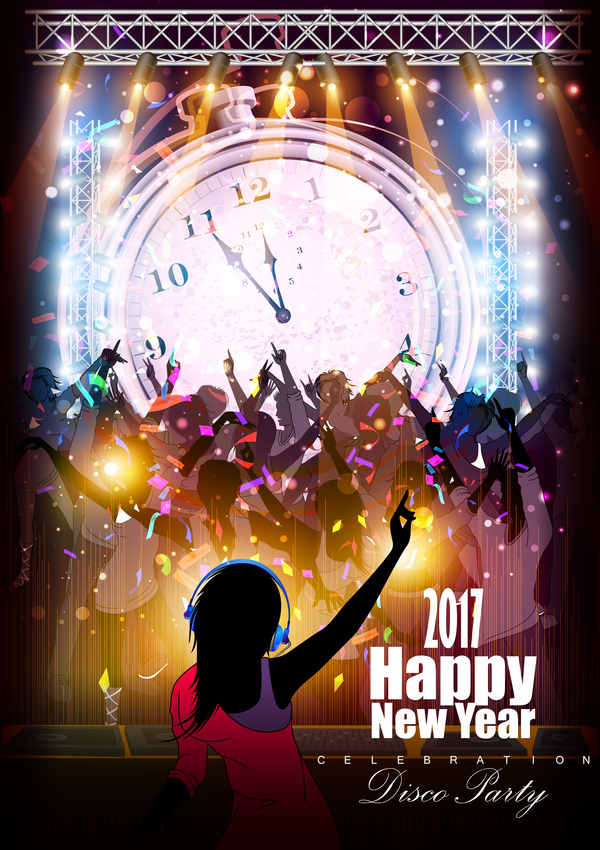 2017 new year night party poster template vectors 18