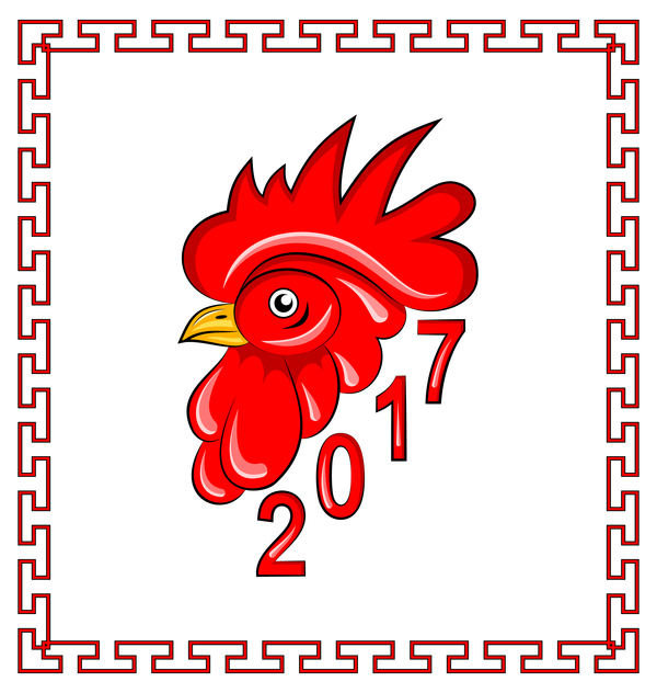 Chinese 2017 with rooster year vector background