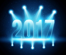 2017 new year with spotlights background vector