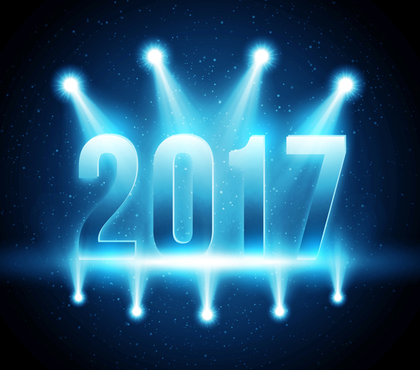 2017 new year with spotlights background vector
