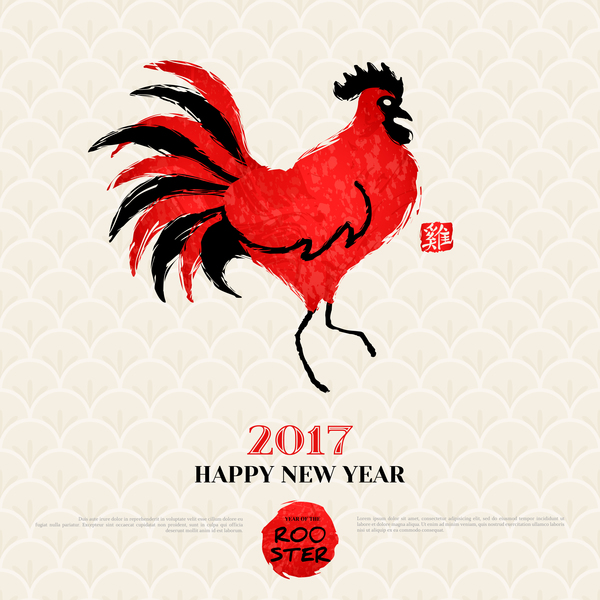 2017 year of the rooster vector material 01