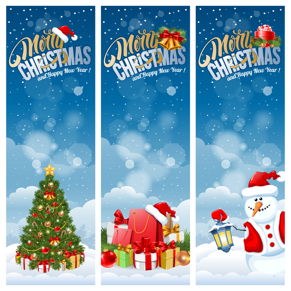 3 Kind christmas vertical banners vector