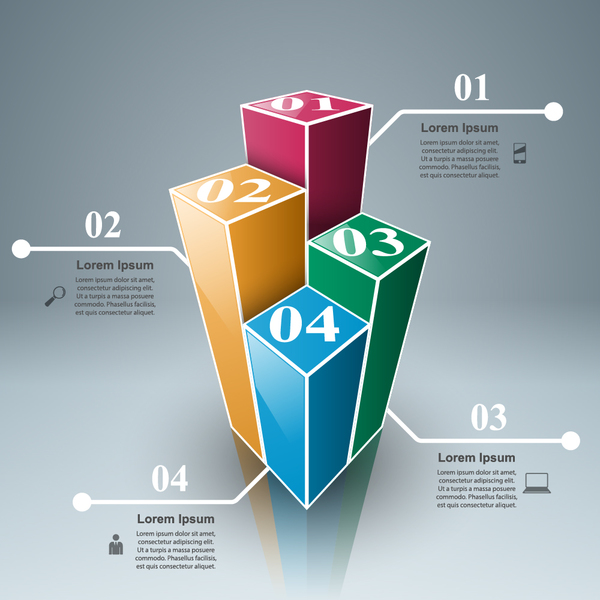 3d box white line infographic vector