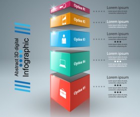 3d boxs infographic vector