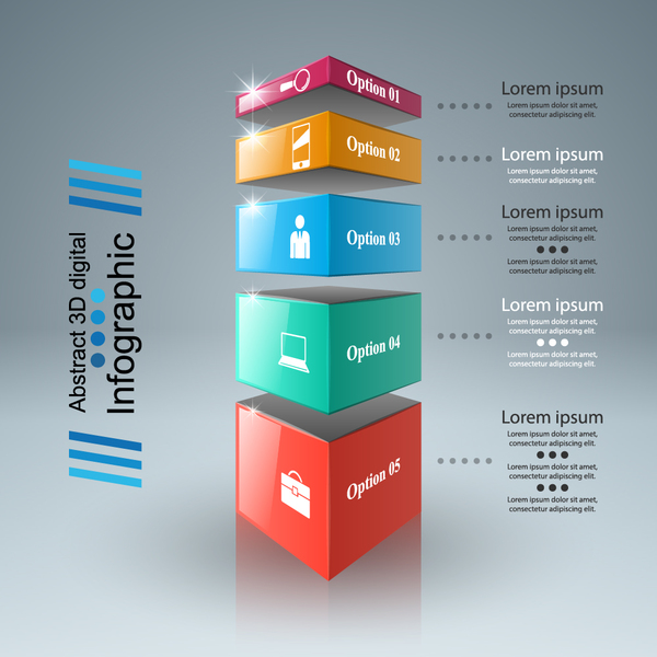 3d boxs infographic vector