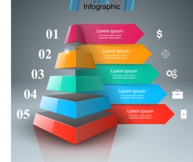 3d infographic arrows colored vector