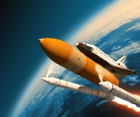 A rocket carrying a space shuttle HD picture