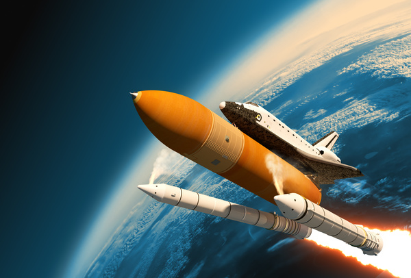 A rocket carrying a space shuttle HD picture