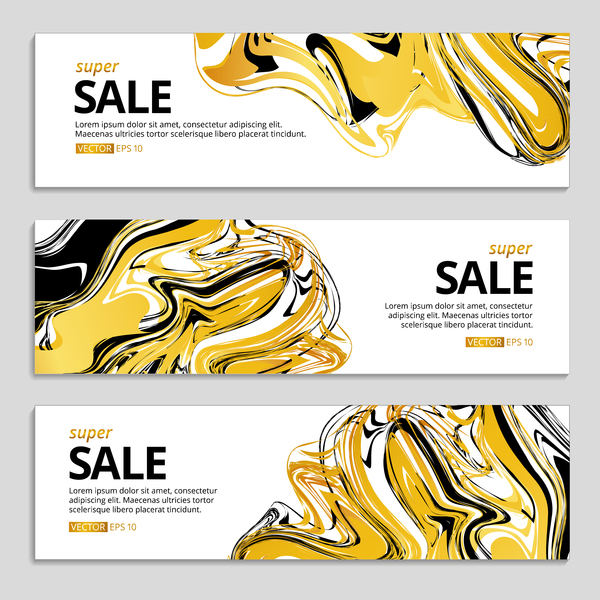 Abstract marble texture vector banners 04