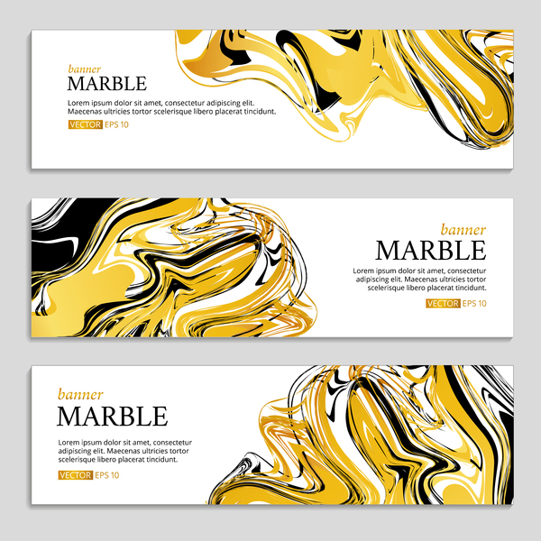 Abstract marble texture vector banners 05