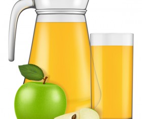 Apple juice with glass cup vectors 01