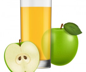 Apple juice with glass cup vectors 02