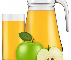 Apple juice with glass cup vectors 03