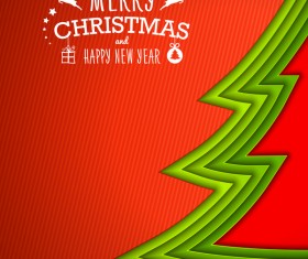 Applique christmas tree with greeting cards vector 01