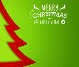 Applique christmas tree with greeting cards vector 02