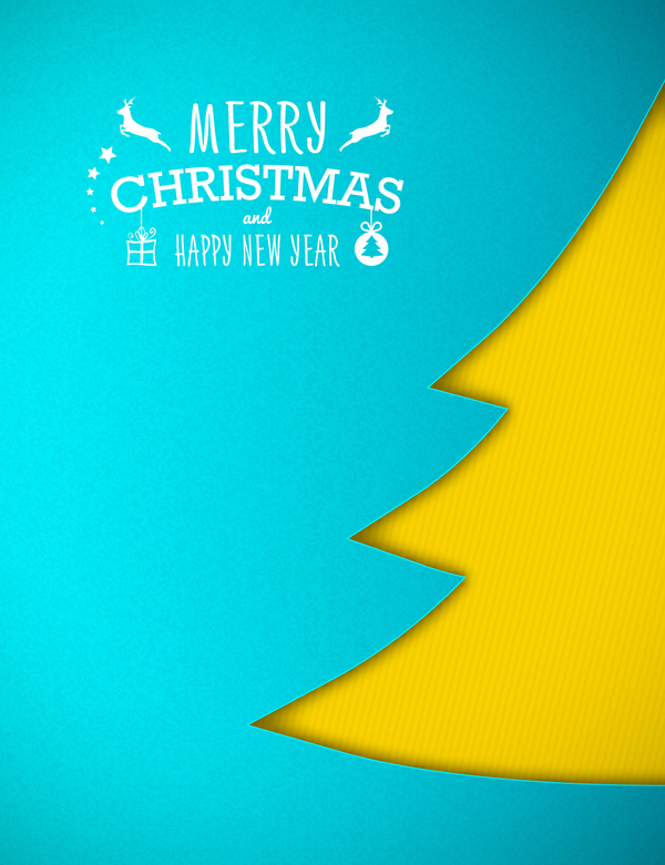 Applique christmas tree with greeting cards vector 03