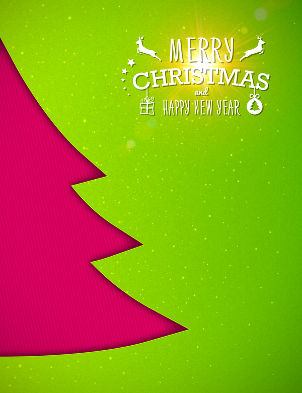 Applique christmas tree with greeting cards vector 04