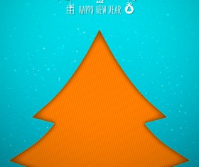 Applique christmas tree with greeting cards vector 05