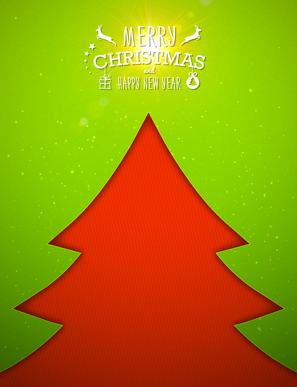Applique christmas tree with greeting cards vector 06