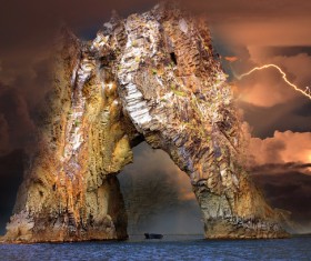 Arches Lightning Natural landscape Stock Photo