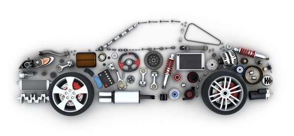 Auto parts combined car Stock Photo