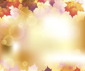 Autumn leaves with bokeh shiny background vector 05