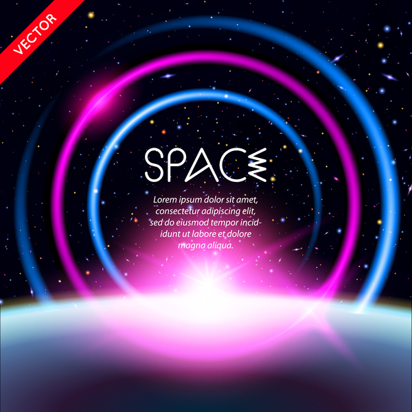 Beautiful space circles background vectors 02