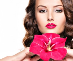 Beautiful young woman with a flower HD picture 01