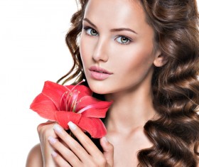 Beautiful young woman with a flower HD picture 04