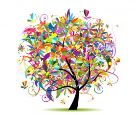 Beautifule floral tree vector material 02