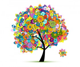 Beautifule floral tree vector material 06