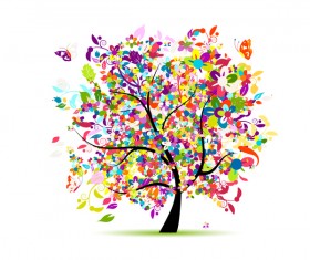 Beautifule floral tree vector material 07