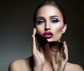 Beauty fashion model girl with sunglasses Stock Photo 01