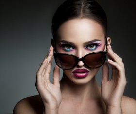 Beauty fashion model girl with sunglasses Stock Photo 02