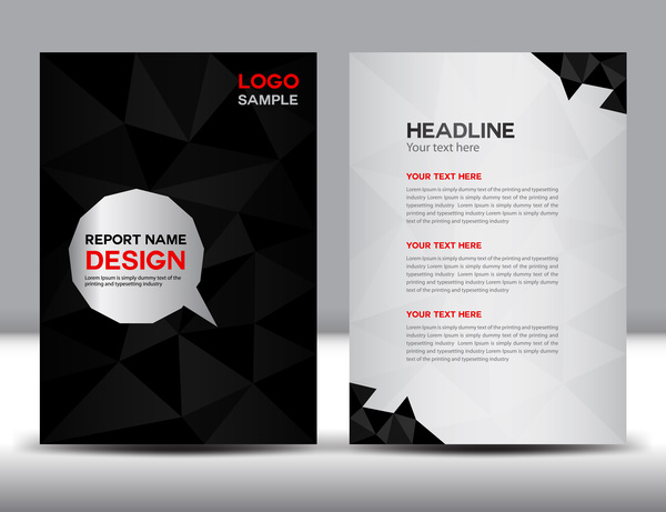 Black cover annual report template vector