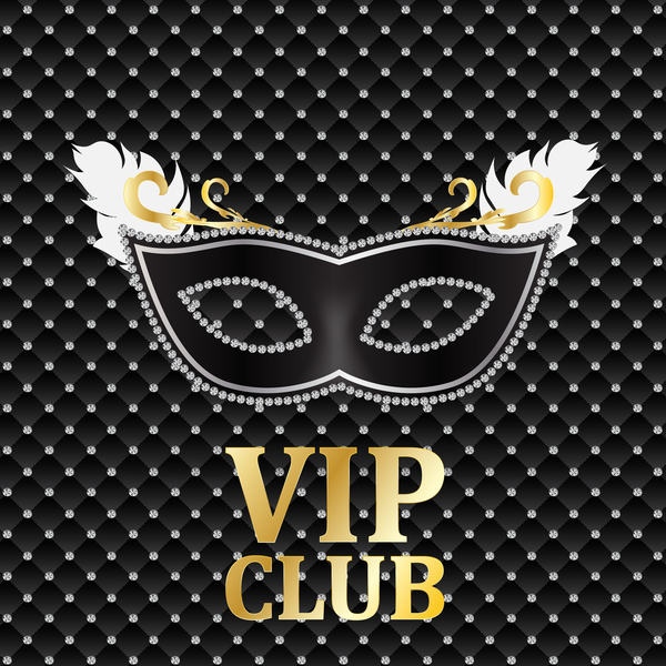 Black diamond VIP card template with mask vector