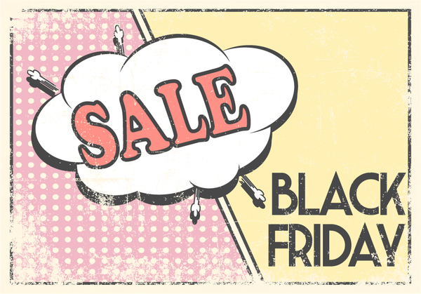Black friday comic styles sale background vector 06