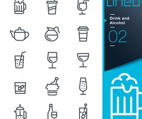 Black lines drink and alcohol icons 01