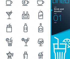 Black lines drink and alcohol icons 02