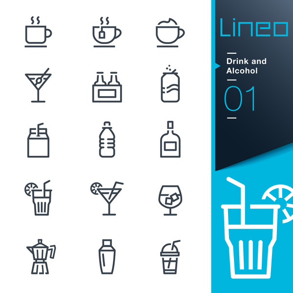 Black lines drink and alcohol icons 02