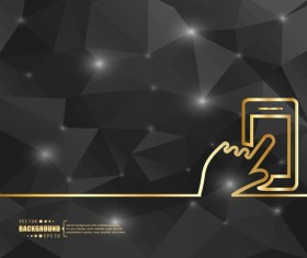 Black polygon background with phone vector