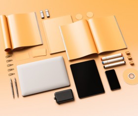 Blank Magazine on Orange Background Stock Photo 03