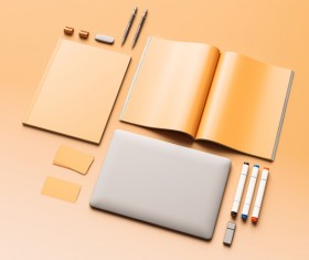 Blank Magazine on Orange Background Stock Photo 06