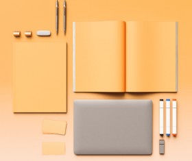 Blank Magazine on Orange Background Stock Photo 07