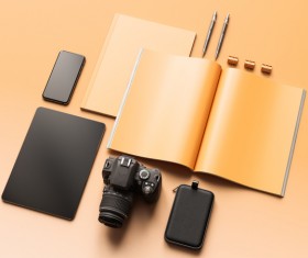 Blank Magazine on Orange Background Stock Photo 09