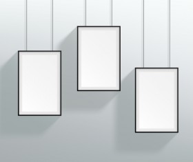 Blank black realistic hanging frames design vector