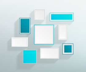 Blank blue white realistic frames on the wall vector